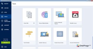 Acronis True Image Home — Меню программы