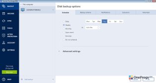 Acronis True Image Home — Настройки бэкапа