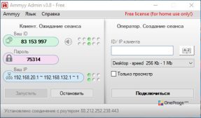 Ammyy Admin — Главное окно программы