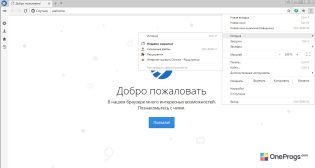 Браузер Спутник — Меню программы
