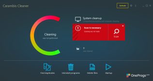Carambis Cleaner — Интерфейс программы