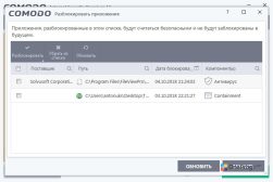 Comodo Internet Security — Разблокировка приложений