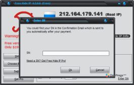 Free Hide IP — Ввод ключа программы