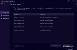 IObit Software Updater — Управление точками восстановления