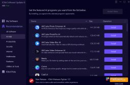 IObit Software Updater — Раздел AI Hub с подборкой ИИ-программ
