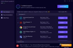 IObit Software Updater — Список доступных обновлений