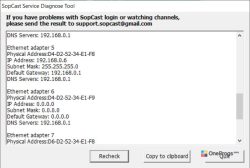 SopCast — Окно диагностики